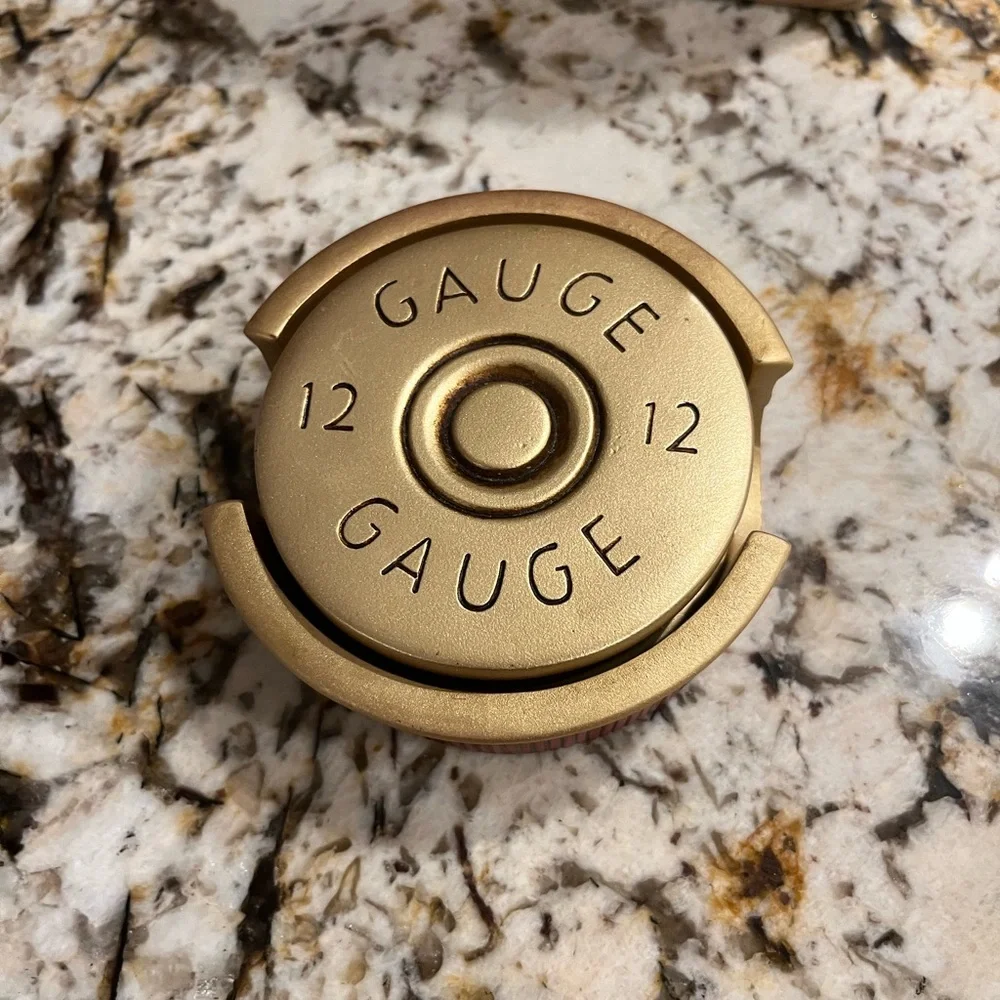 Drink Coaster Set - gold with 12 gauge text.
